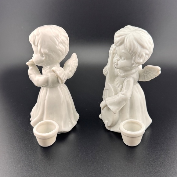Set Of 2 Vintage Kurt S. Adler Angel Candle Holders Violin Flute - Picture 4 of 6